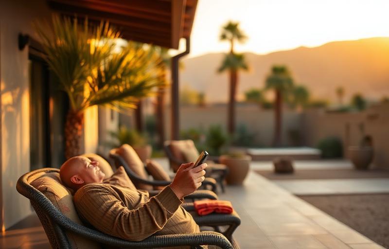 Know Before You Hire Homeowner using AI to understand a home repair issue from a shaded patio