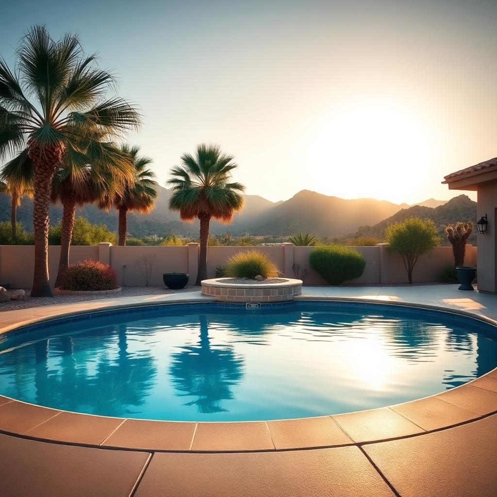 Swimming pool in a Palm Desert backyard